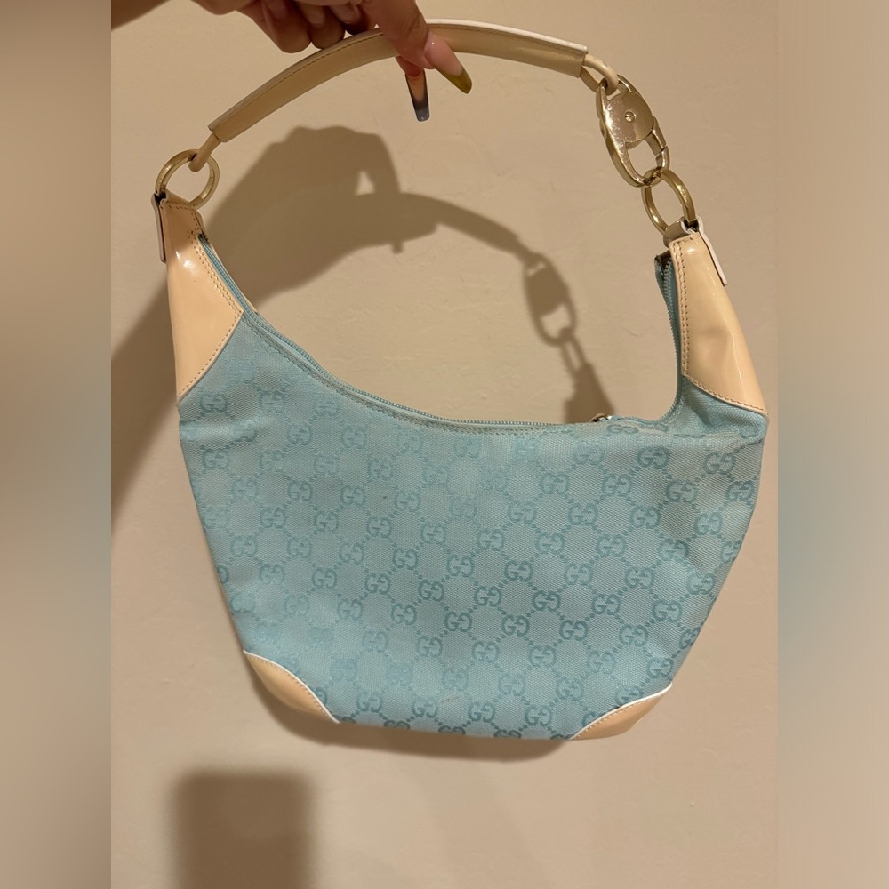 Gucci Light Blue GG Monogram Canvas Shoulder Bag